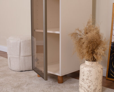 İtra1 Kapaklı Gardırop Krem Gövde (Cam Kapak) - 4