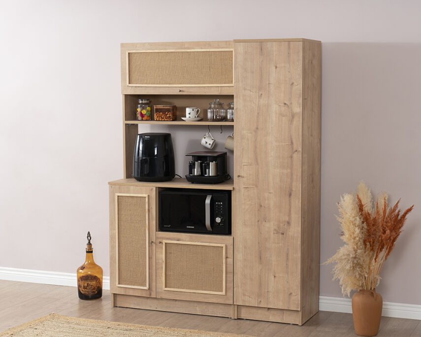 Vetra Kahve Köşesi Meşe Jüt Kumaş Set - 4