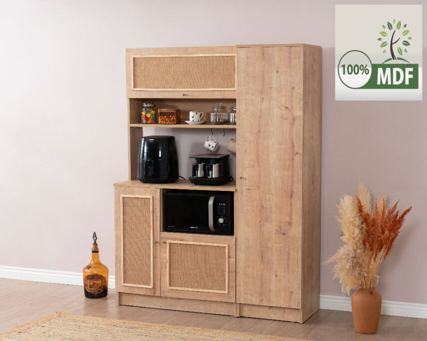 Vetra Kahve Köşesi Meşe Jüt Kumaş Set - 