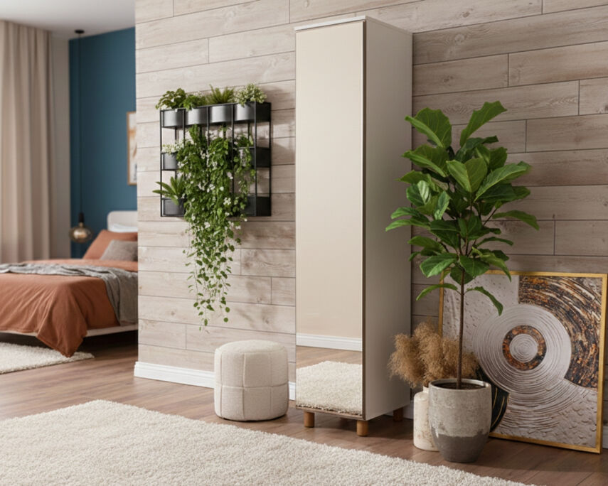 İtra 1 Kapaklı Gardırop Krem Gövde (Aynalı Kapak) - 1