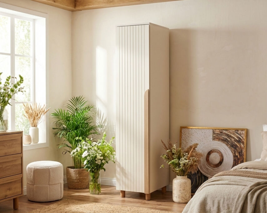 İtra 1 Kapaklı Gardırop Krem Gövde (Krem Lake Kapak) - 1