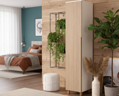 İtra 1 Kapaklı Gardırop Krem Gövde (Meşe MDFLAM Kapak) - 