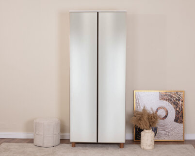 İtra 2 Kapaklı Gardırop Krem Gövde (Aynalı Kapak) - 2