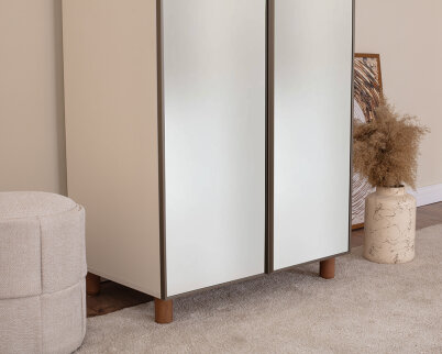 İtra 2 Kapaklı Gardırop Krem Gövde (Aynalı Kapak) - 5