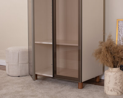 İtra 2 Kapaklı Gardırop Krem Gövde (Cam Kapak) - 4