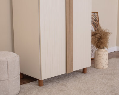 İtra 2 Kapaklı Gardırop Krem Gövde (Krem Lake Kapak) - 6