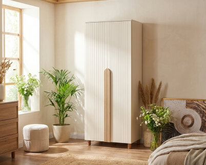 İtra 2 Kapaklı Gardırop Krem Gövde (Krem Lake Kapak) - 