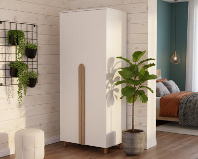 İtra 2 Kapaklı Gardırop Krem Gövde (Krem MDFLAM Kapak) - 