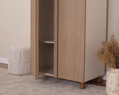 İtra 2 Kapaklı Gardırop Krem Gövde (Meşe MDFLAM Kapak) - 5