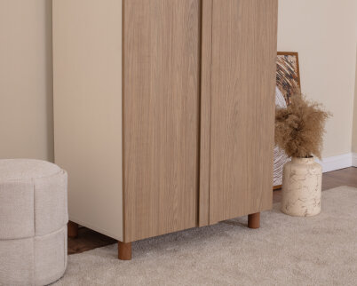 İtra 2 Kapaklı Gardırop Krem Gövde (Meşe MDFLAM Kapak) - 7