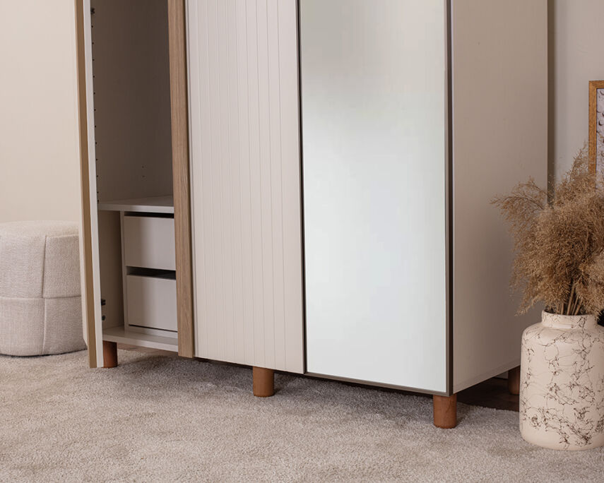 Vibe 3 Kapaklı Krem Gövde (2 Kapak Krem Lake 1 Kapak Aynalı) - 4