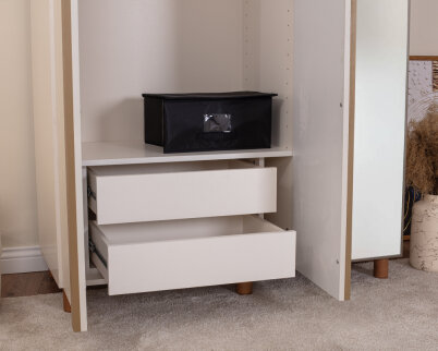 İtra 3 Kapaklı Gardırop Krem Gövde (2 Kapak Krem Lake 1 Kapak Aynalı) - 5