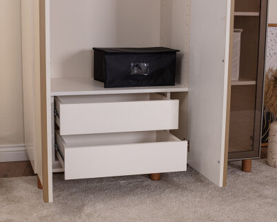 İtra 3 Kapaklı Gardırop Krem Gövde (2 Kapak Krem Lake 1 Kapak Camlı) - 5