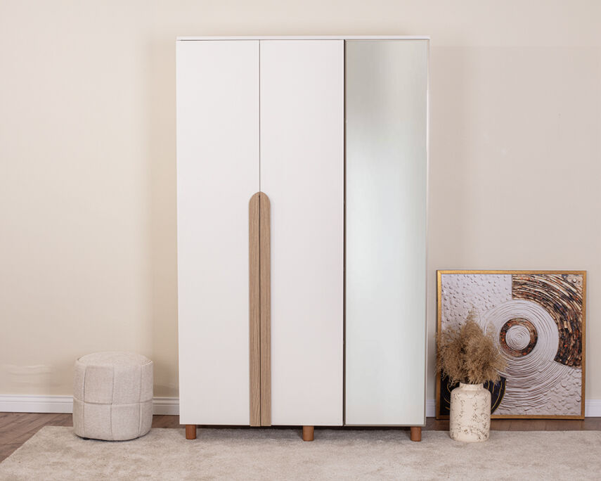 Vibe 3 Kapaklı Krem Gövde (2 Kapak Krem MDFLAM 1 Kapak Aynalı) - 2