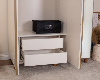 İtra 3 Kapaklı Gardırop Krem Gövde (2 Kapak Krem MDFLAM 1 Kapak Aynalı) - 5