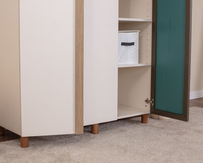 İtra 3 Kapaklı Gardırop Krem Gövde (2 Kapak Krem MDFLAM 1 Kapak Aynalı) - 6