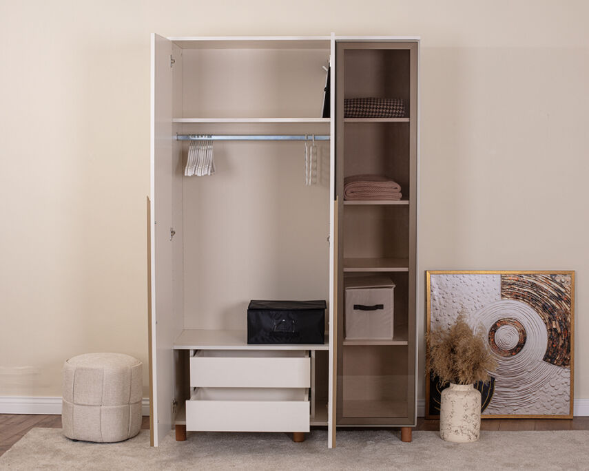 Vibe 3 Kapaklı Krem Gövde (2 Kapak Krem MDFLAM 1 Kapak Camlı) - 3