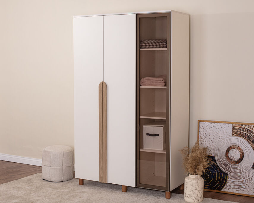 Vibe 3 Kapaklı Krem Gövde (2 Kapak Krem MDFLAM 1 Kapak Camlı) - 1