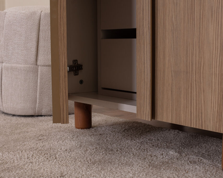 Vibe 3 Kapaklı Krem Gövde (2 Kapak Meşe MDFLAM 1 Kapak Aynalı) - 7