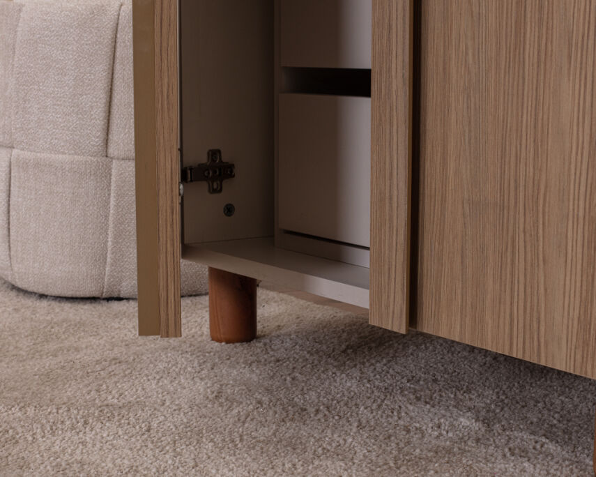 Vibe 3 Kapaklı Krem Gövde (2 Kapak Meşe MDFLAM 1 Kapak Camlı) - 7