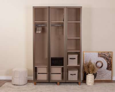 İtra 3 Kapaklı Gardırop Krem Gövde (Cam Kapak) - 2