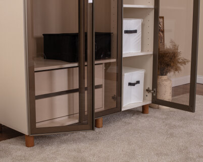 İtra 3 Kapaklı Gardırop Krem Gövde (Cam Kapak) - 6