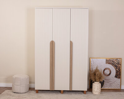 İtra 3 Kapaklı Gardırop Krem Gövde (Krem Lake Kapak) - 2