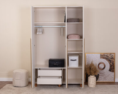 İtra 3 Kapaklı Gardırop Krem Gövde (Krem Lake Kapak) - 3