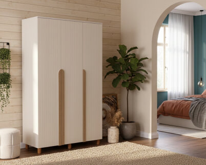 İtra 3 Kapaklı Gardırop Krem Gövde (Krem Lake Kapak) - 