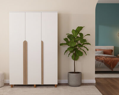 İtra 3 Kapaklı Gardırop Krem Gövde (Krem MDFLAM Kapak) - 