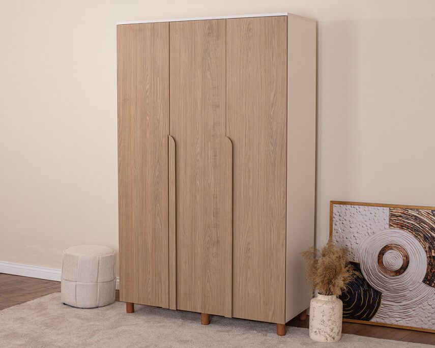 Vibe 3 Kapaklı Krem Gövde (Meşe MDFLAM Kapak) - 