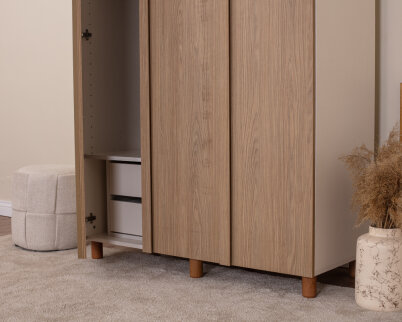 İtra 3 Kapaklı Krem Gövde (Meşe MDFLAM Kapak) - 5