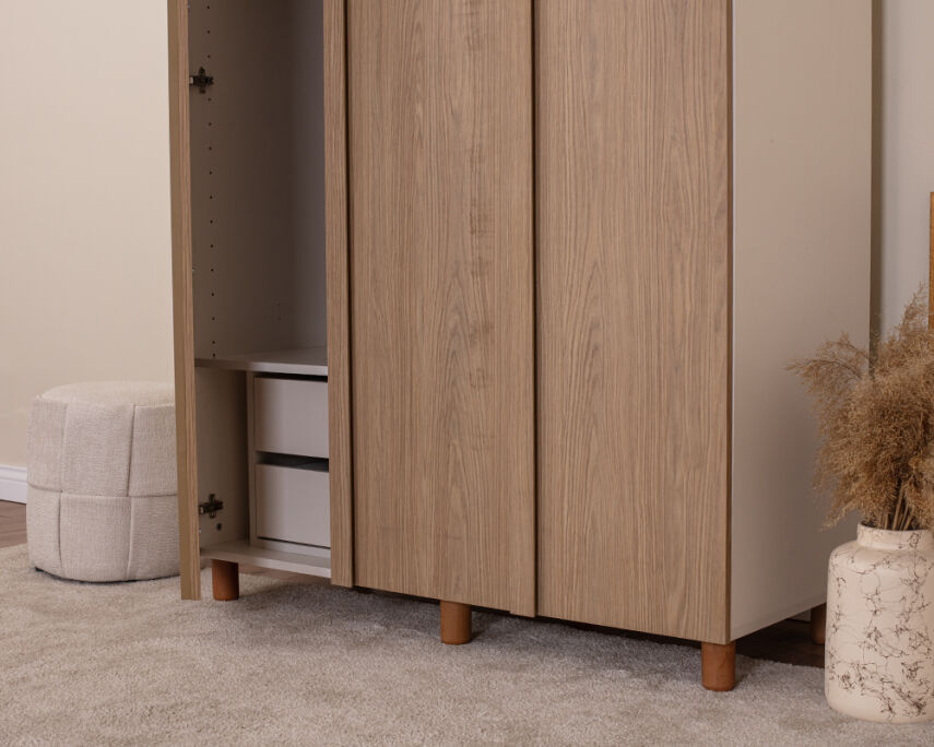 Vibe 3 Kapaklı Krem Gövde (Meşe MDFLAM Kapak) - 4