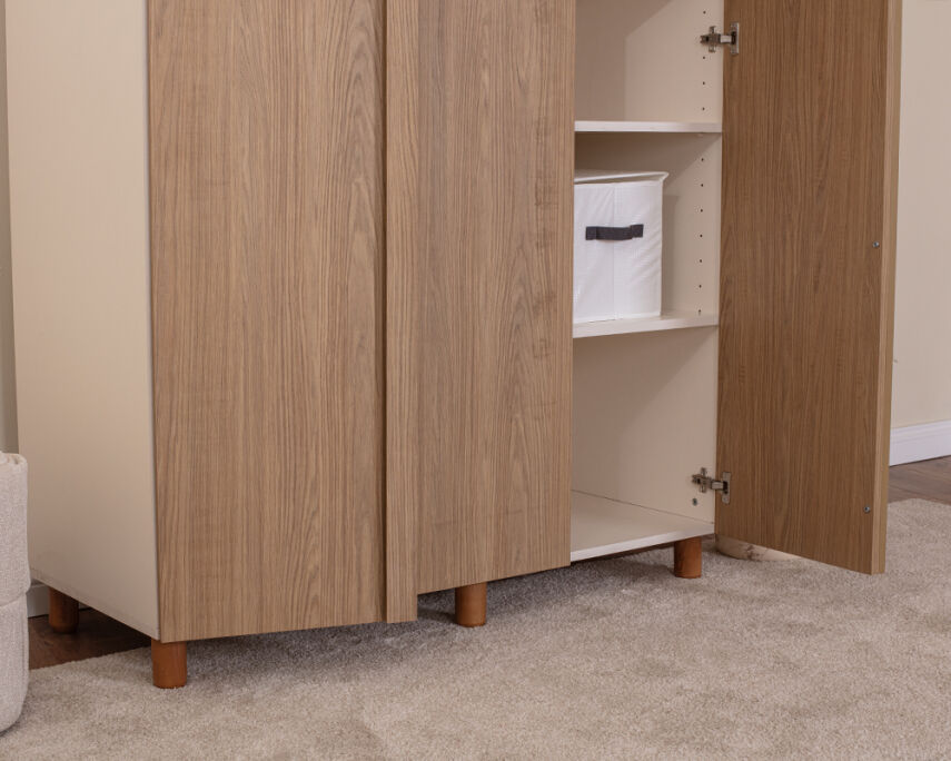 Vibe 3 Kapaklı Krem Gövde (Meşe MDFLAM Kapak) - 6