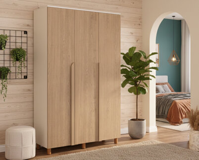 İtra 3 Kapaklı Krem Gövde (Meşe MDFLAM Kapak) - 