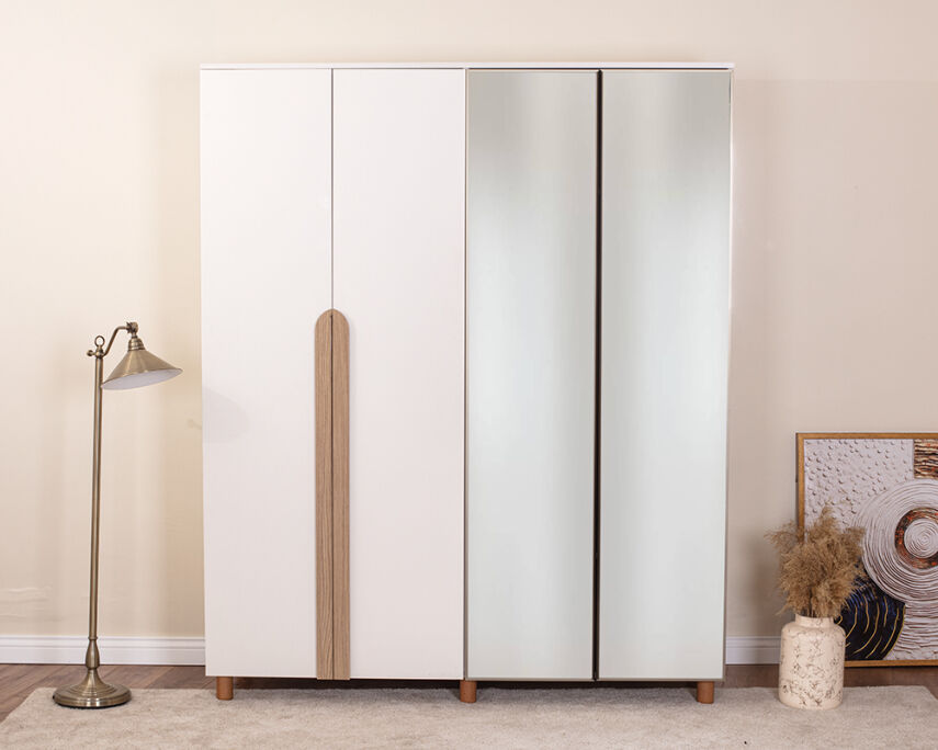 Vibe 4 Kapaklı Krem Gövde (2 Kapak Krem MDFLAM 2 Kapak Aynalı) - 