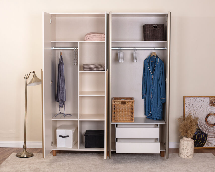 Vibe 4 Kapaklı Krem Gövde (2 Kapak Krem MDFLAM 2 Kapak Aynalı) - 3