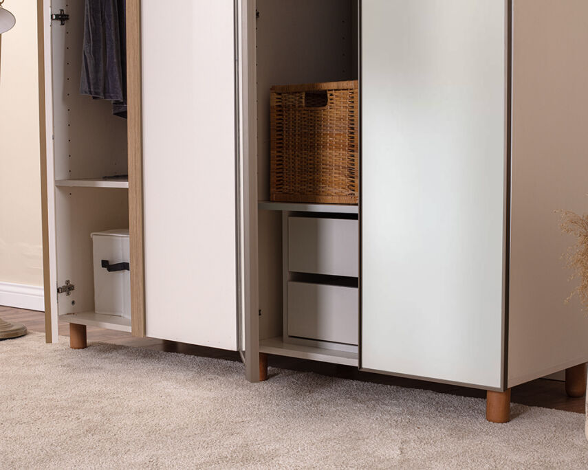 Vibe 4 Kapaklı Krem Gövde (2 Kapak Krem MDFLAM 2 Kapak Aynalı) - 4