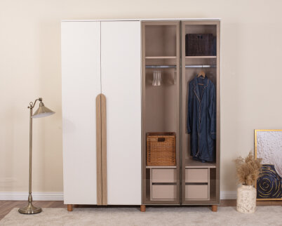 Vibe 4 Kapaklı Krem Gövde (2 Kapak Krem MDFLAM 2 Kapak Camlı) - 