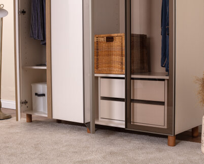 İtra 4 Kapaklı Gardırop Krem Gövde (2 Kapak Krem MDFLAM 2 Kapak Camlı) - 4