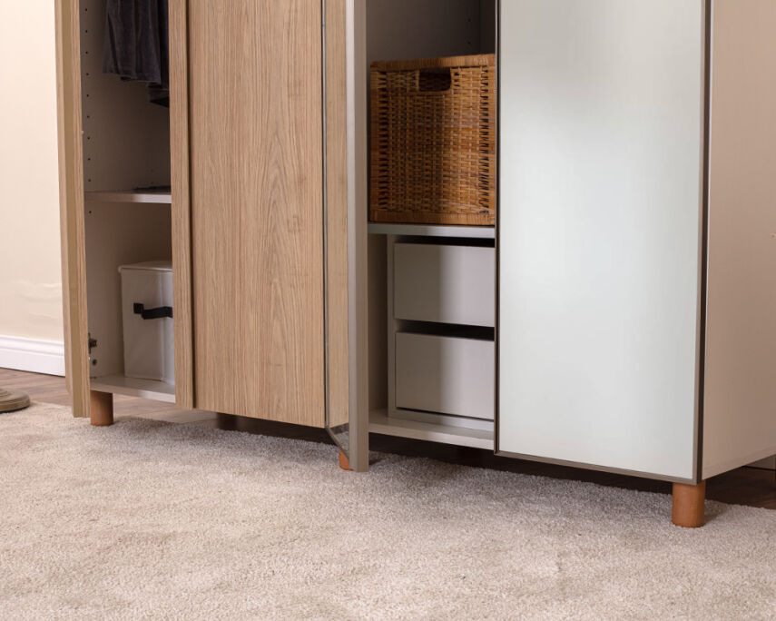 Vibe 4 Kapaklı Krem Gövde (2 Kapak Meşe MDFLAM 2 Kapak Aynalı) - 4