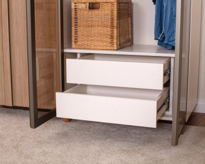  İtra 4 Kapaklı Gardırop Krem Gövde (2 Kapak Meşe MDFLAM 2 Kapak Camlı) - 5