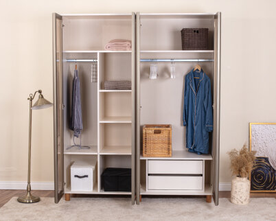 İtra 4 Kapaklı Gardırop Krem Gövde (Cam Kapak) - 3