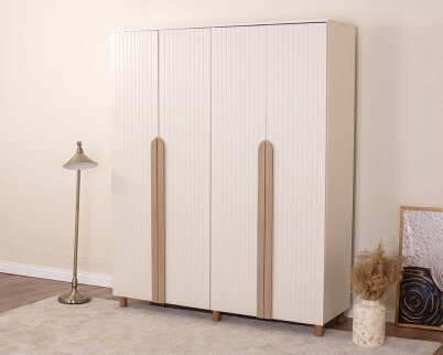 İtra 4 Kapaklı Gardırop Krem Gövde (Krem Lake Kapak) - 2