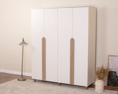 İtra 4 Kapaklı Gardırop Krem Gövde (Krem MDFLAM Kapak) - 2