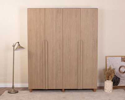 Vibe 4 Kapaklı Krem Gövde (Meşe MDFLAM Kapak) - 