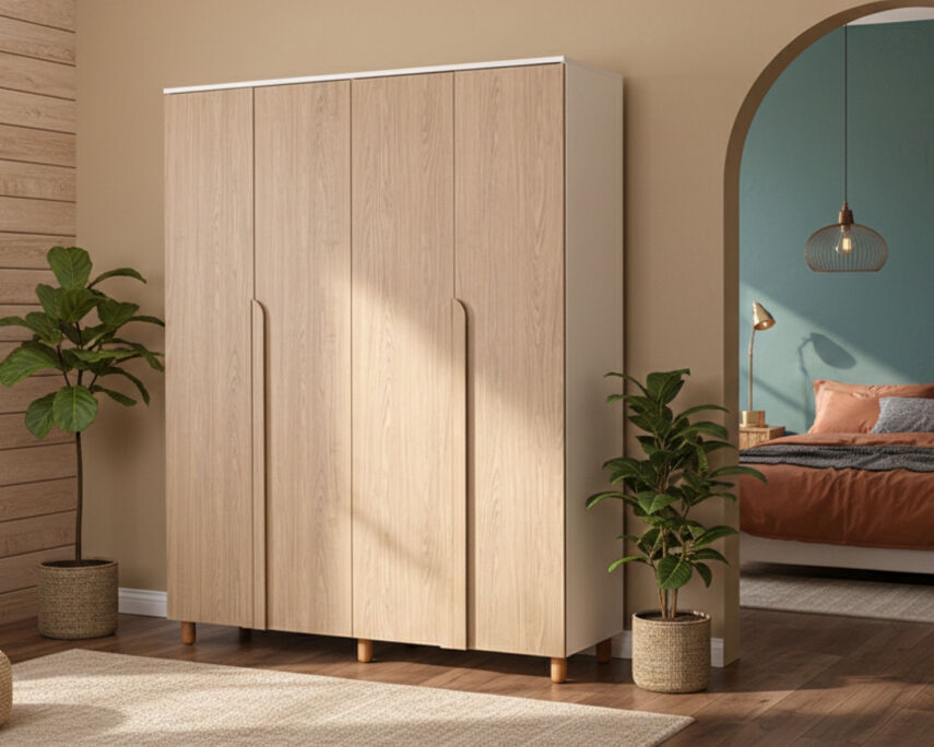 İtra 4 Kapaklı Krem Gövde (Meşe MDFLAM Kapak) - 1