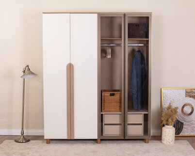 Vibe 4 Kapaklı Meşe Gövde (2 Kapak Krem MDFLAM 2 Kapak Camlı) - 