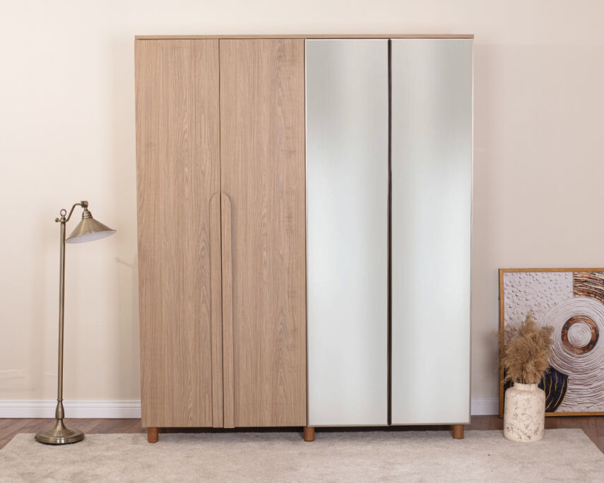 Vibe 4 Kapaklı Meşe Gövde (2 Kapak Meşe MDFLAM 2 Kapak Aynalı) - 