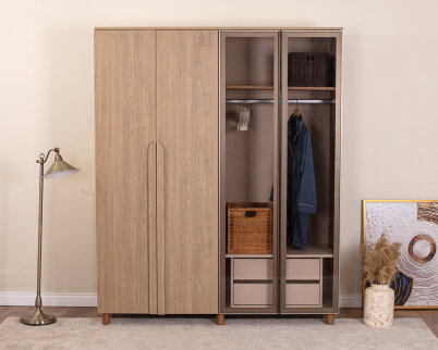 Vibe 4 Kapaklı Meşe Gövde (2 Kapak Meşe MDFLAM 2 Kapak Camlı) - 